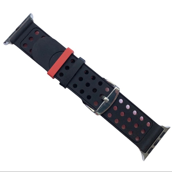 5/$20 NEW Black Red Holes Silicone Sport Band Apple Watch 38/40/41mm M - Picture 4 of 10